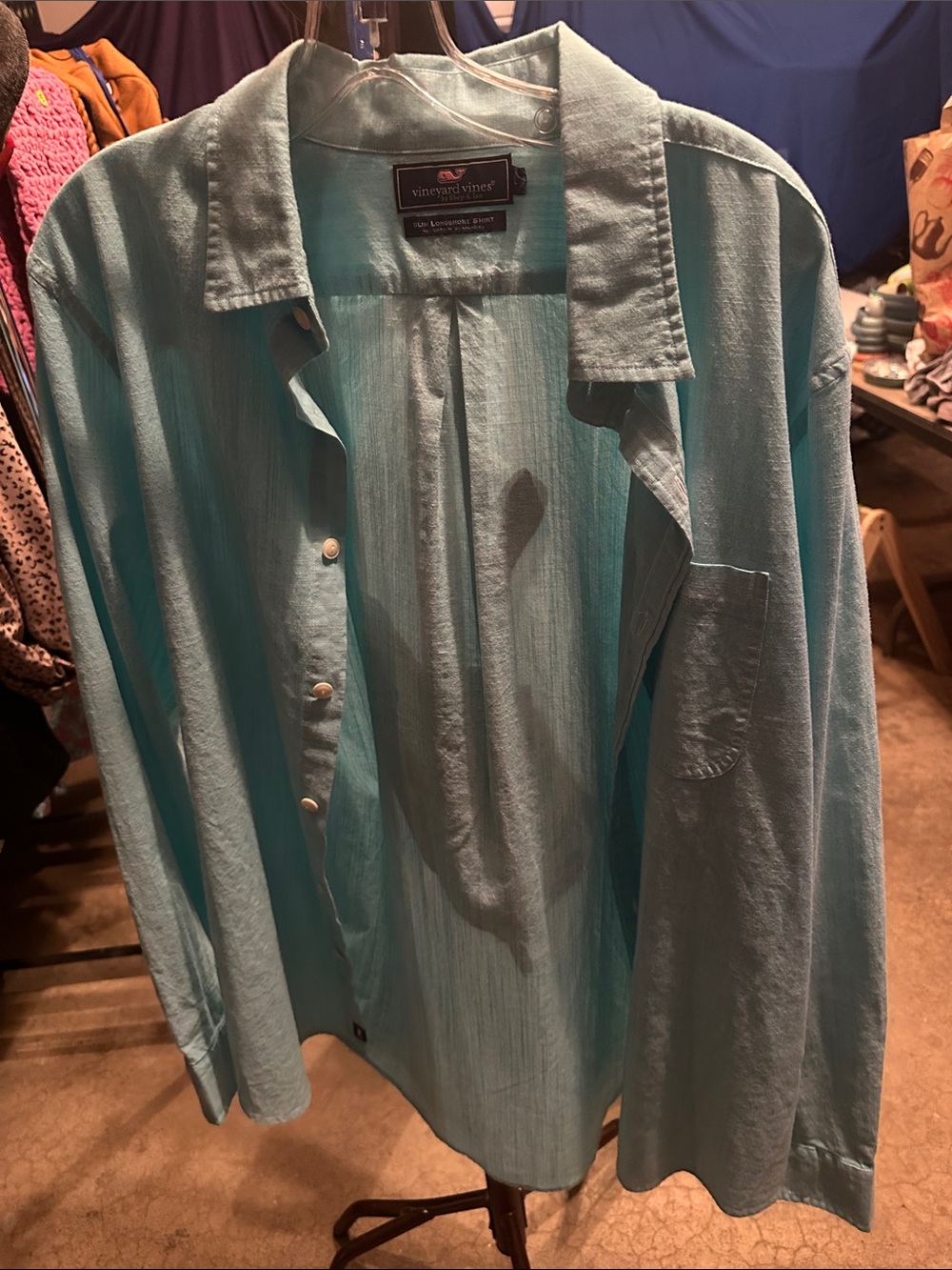 Vineyard Vines Men’s Light Turquoise Button-Front Shirt
